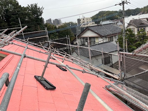 福岡県福岡市中央区　屋根作業用足場
